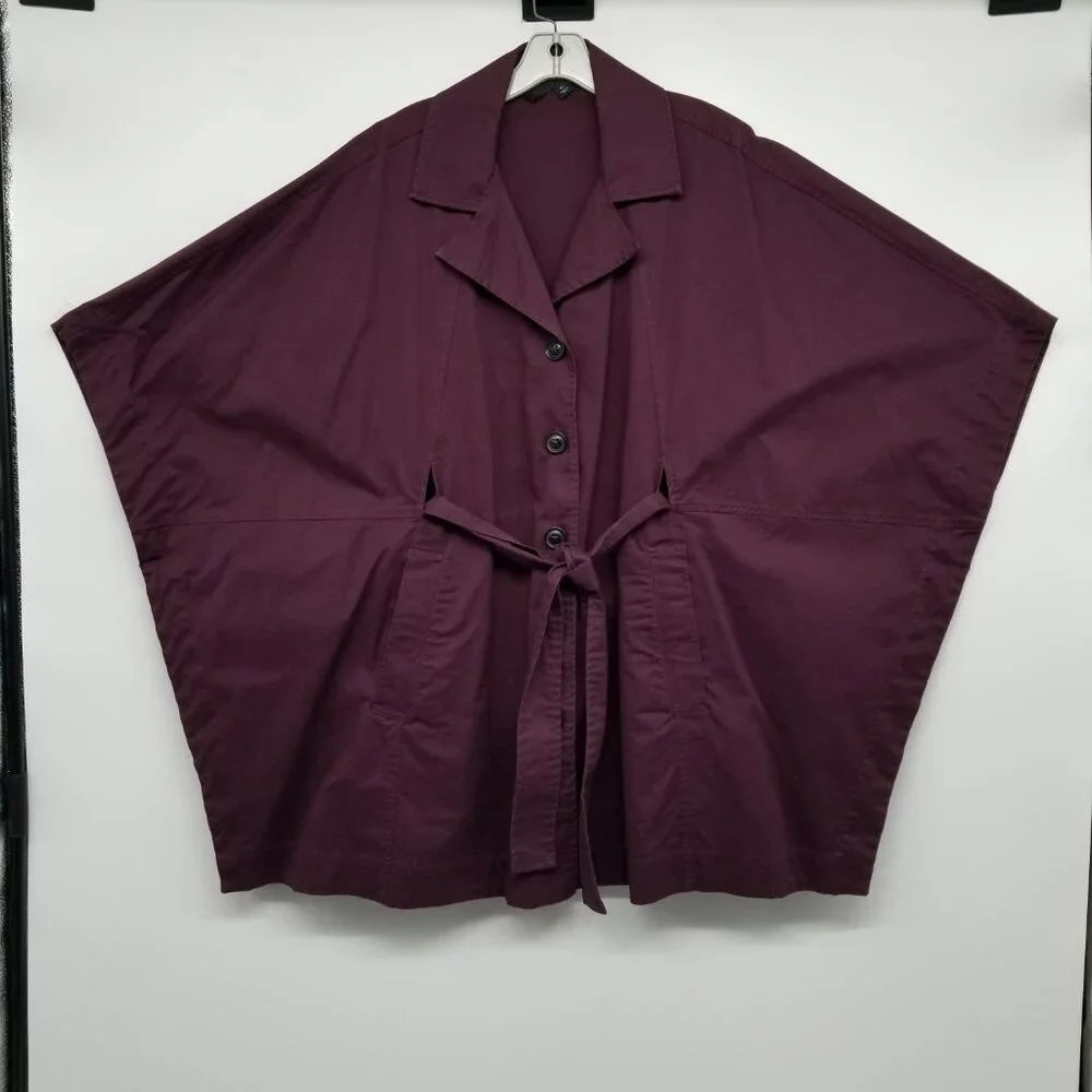 NWOT Ann Taylor Plum Trench Coat / Cape Poncho M/L - Perfect Piece for Fall - Picture 5 of 7